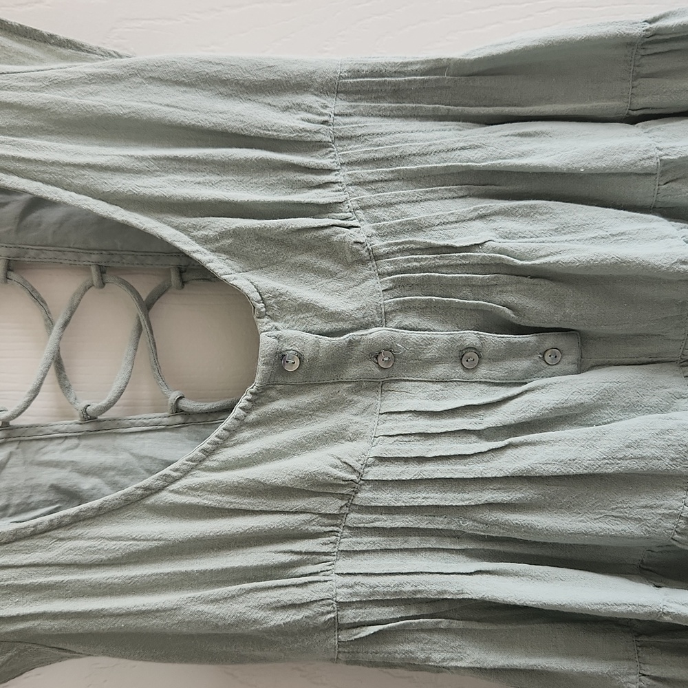 Urban Outfitters Raelynn Tie-Back Romper mint/sage green small - Picture 6 of 9